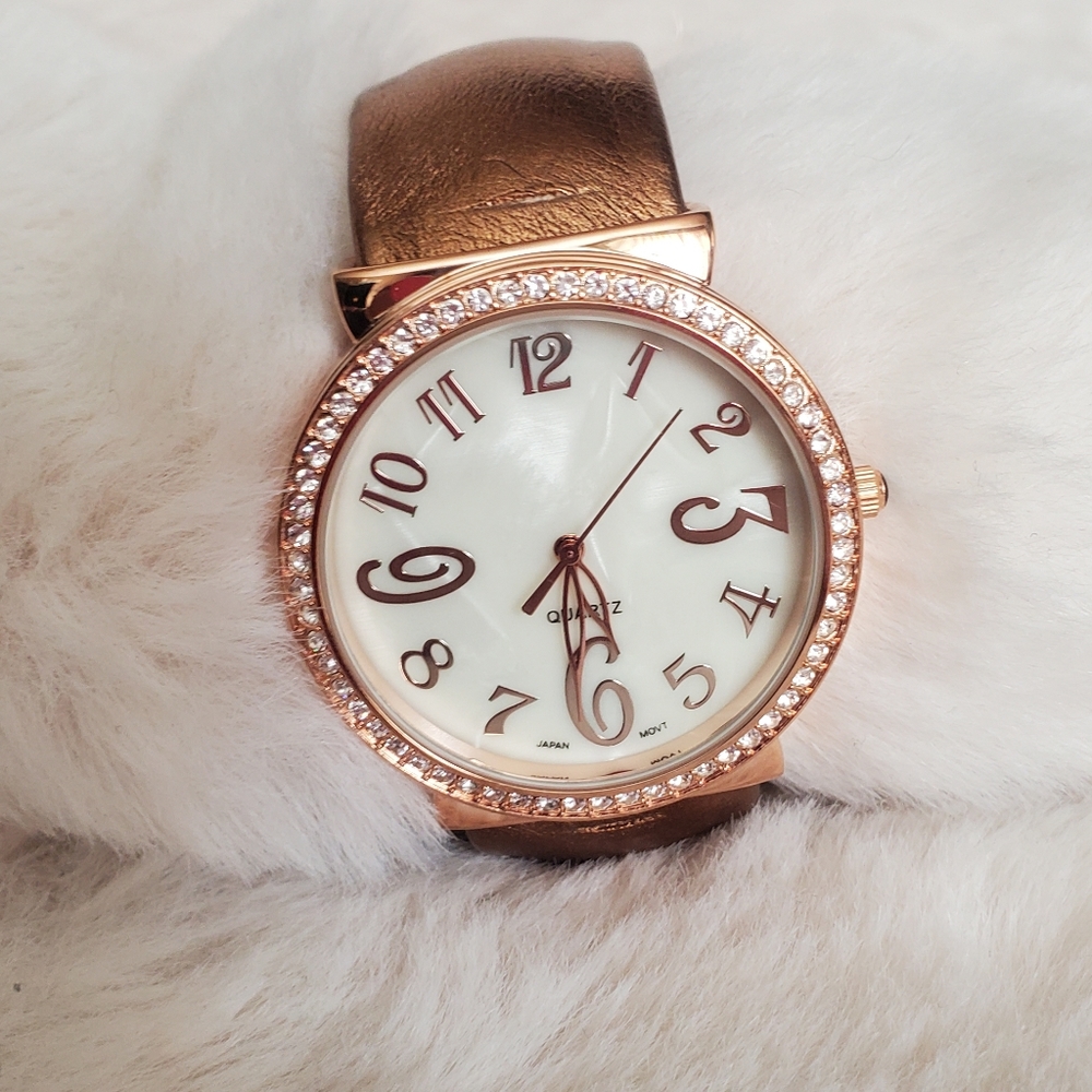 Chunky, Cuff Style Rose Gold Wrist Watch